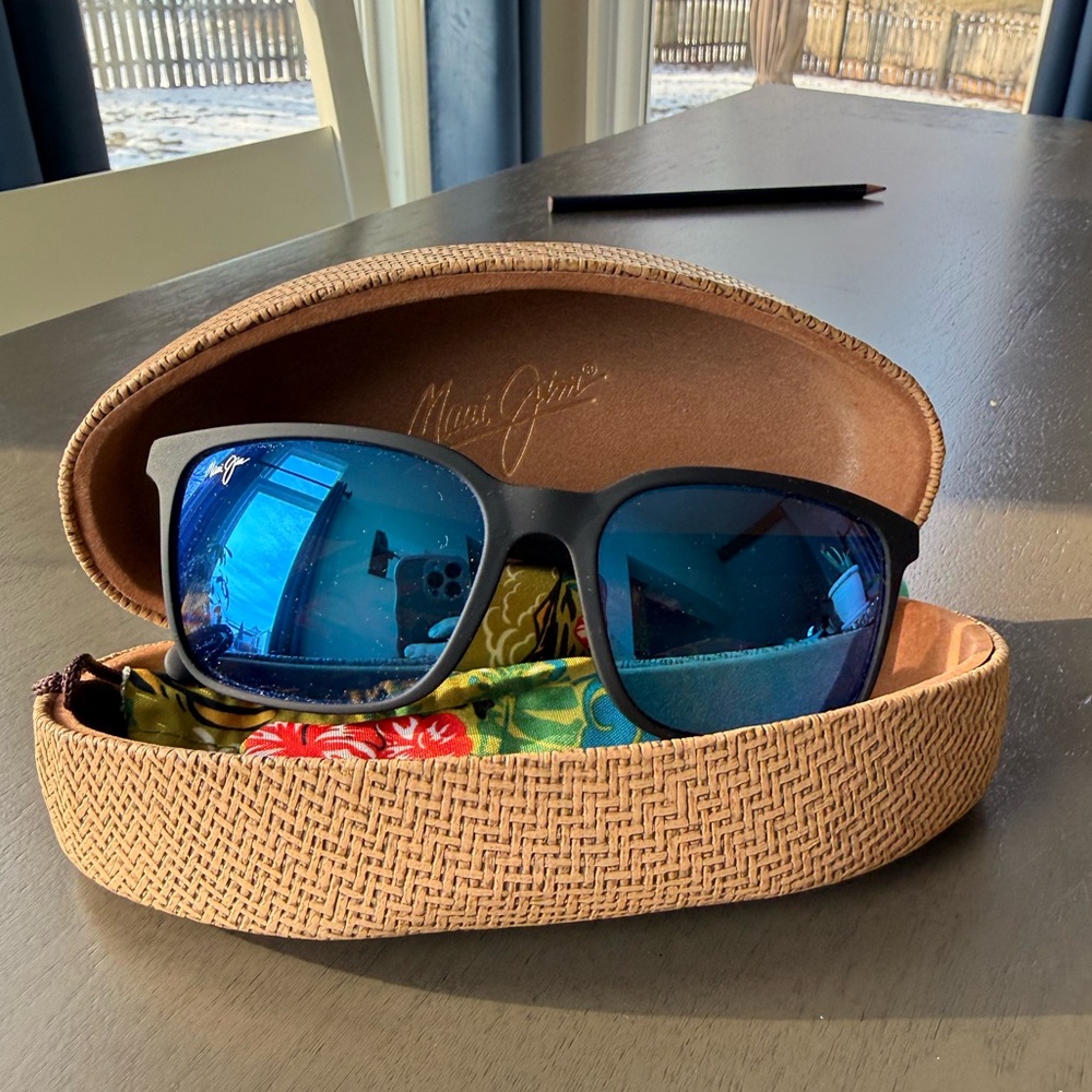 Maui Jim Black Frame Sunglasses with Blue Lenses